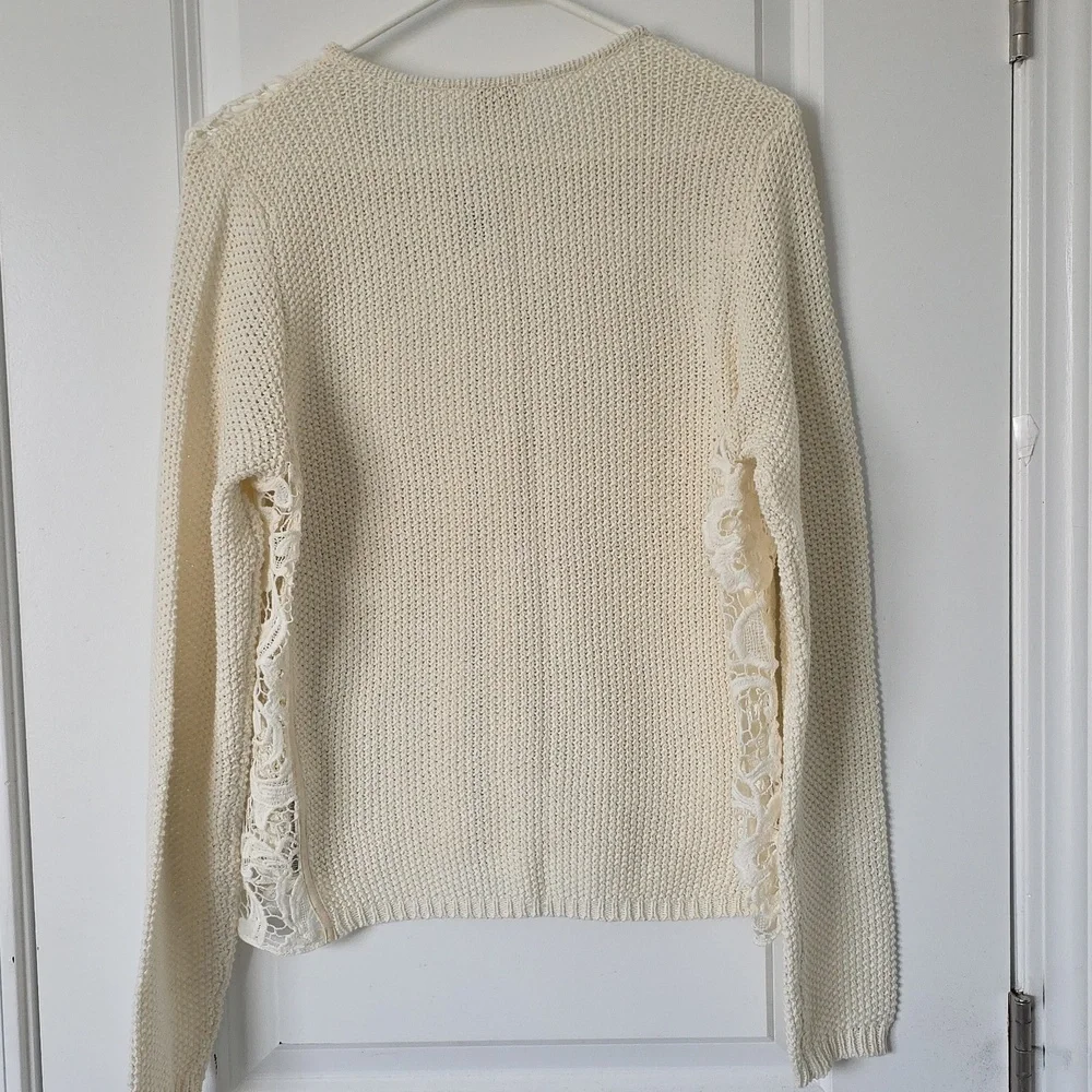 Chico's Lainey Cotton Ivory Blend Lace Zip Up Cardigan - Picture 2 of 3